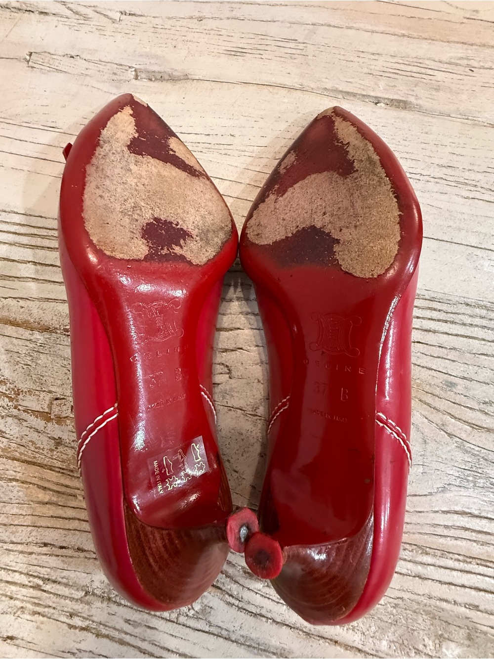 Celine Red Leather Kitten heels size 37 - Picture 11 of 13